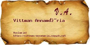 Vittman Annamária névjegykártya